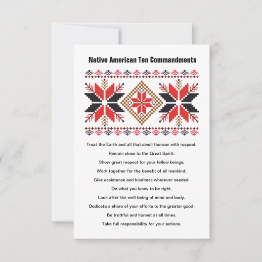 Native American Ten Commandings Flat Kaart (Voorkant)