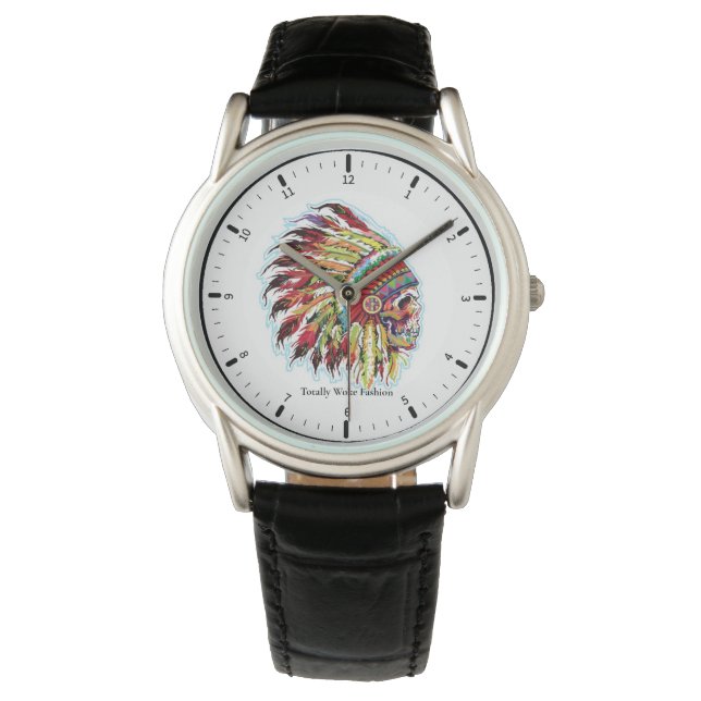 Native American Thema | Chef schedel | Horloge (Voorkant)