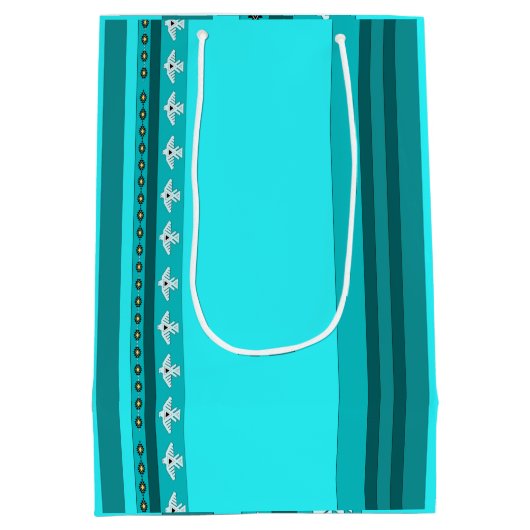 Native American Thunderbird Turquoise Gift Bag Medium Cadeauzakje (Achterkant)