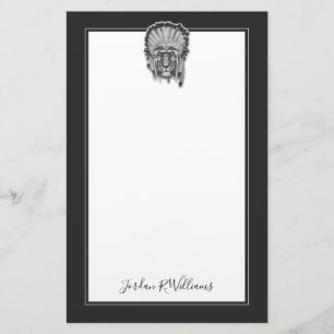 Native American Tiger Chief   Jouw namen toevoegen Briefpapier