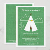 Native American Tipi Birthday Party Invitation Kaart (Voorkant / Achterkant)