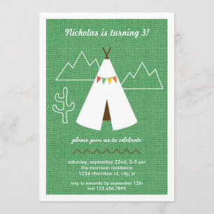 Native American Tipi Birthday Party Invitation Kaart