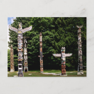 Native American totem poles, Vancouver, Brits Briefkaart