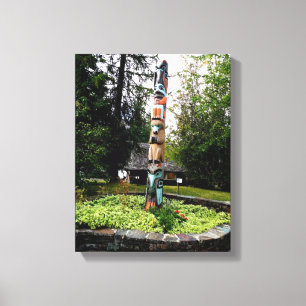 Native American Totem Poll Glacier Park Montana Canvas Afdruk