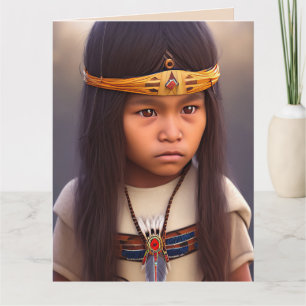 NATIVE AMERICAN TRIBAL BOY ART BIRTHDAY KAART