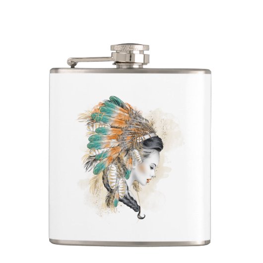 Native American Vinyl Wrapped Flask Heupfles (Voorkant)