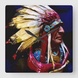 Native American Wall Clock Vierkante Klok