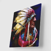 Native American Wall Clock Vierkante Klok (Hoek)