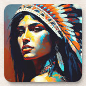 Native American Warrior Princess Bier Onderzetter (Voorkant)