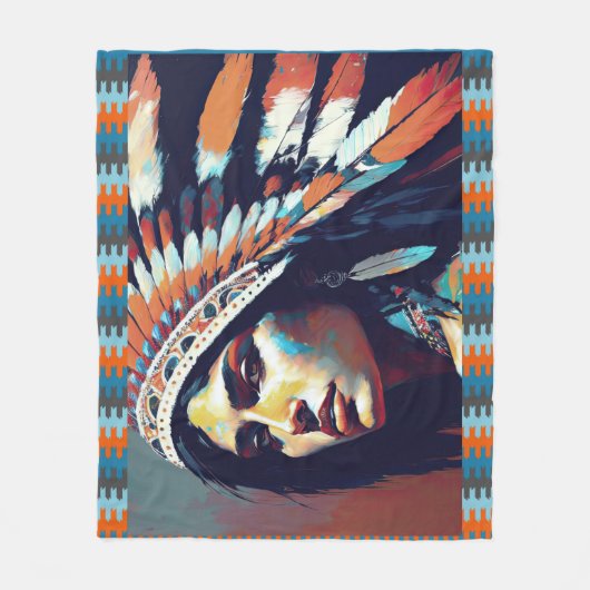 Native American Warrior Princess Fleece Deken (Voorkant)