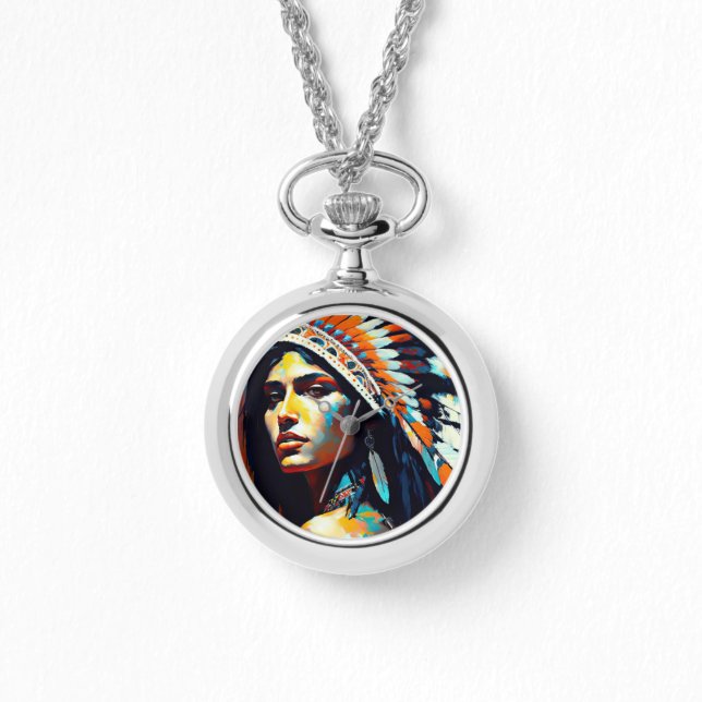 Native American Warrior Princess Horloge (Voorkant)