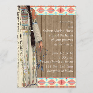 Native American Wedding Invitation and Bride Kaart