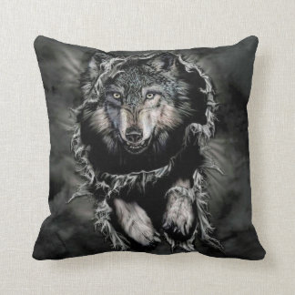 Native American Wolf Black Stone Art Kussen