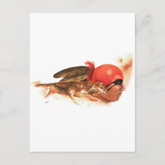 Native American Wolf Clan Cherokee Indian Warrior Briefkaart (Voorkant)