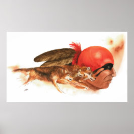 Native American Wolf Clan Cherokee Indian Warrior Poster