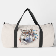 Native American Wolf Duffel Bag