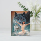 Native American, Wolf en Dreamweaver Briefkaart (Staand voorkant)