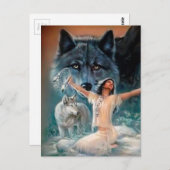 Native American, Wolf en Dreamweaver Briefkaart (Voorkant / Achterkant)