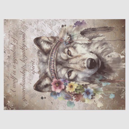 Native American Wolf Tissuepapier (Voorkant)