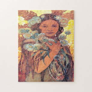 Native American Woman - Alphonse Mucha Legpuzzel