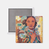 Native American Woman, Mucha Magneet (Voorkant / Achterkant)