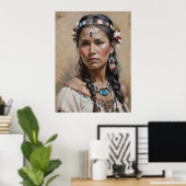 Native American Woman Portrait Poster (Thuiskantoor)