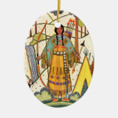 Native American Woman Village Forest Keramisch Ornament (Voorkant)
