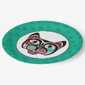 Native Amerikaans Rood Wit Zwart Haida Kat Papieren Bordje (Gekanteld)