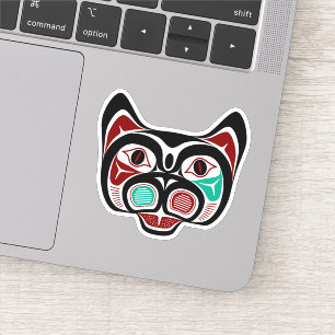Native Amerikaans Rood Wit Zwart Haida Kat Sticker