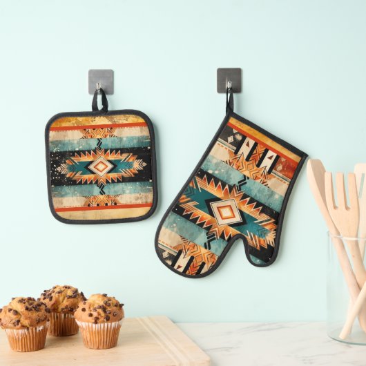 Native Amerikaans zuidwestelijk ontwerp gepersonal Ovenwant & Pannenlap Set (Insitu(Ophanging))