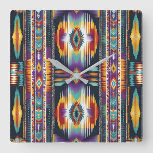 Native Amerikaanse Abstracte Tribute S4 Vierkante Klok