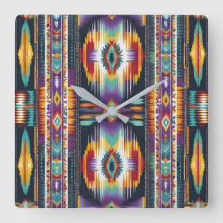 Native Amerikaanse Abstracte Tribute S4 Vierkante Klok