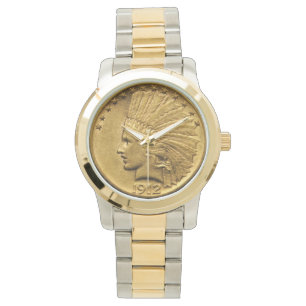 Native Amerikaanse gouden munt Horloge