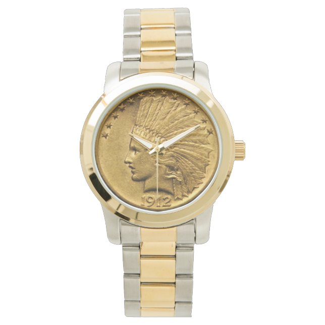 Native Amerikaanse gouden munt Horloge (Voorkant)