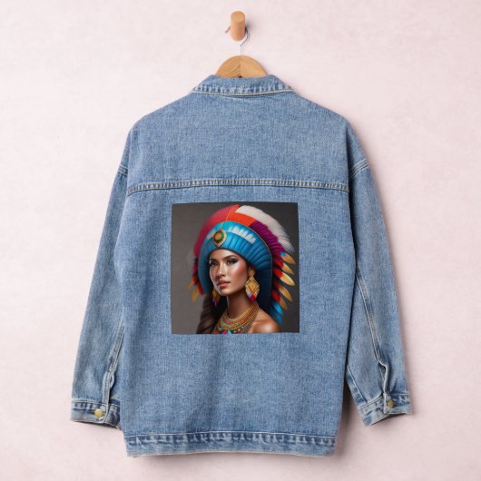 NATIVE AMERIKAANSE INDIASE VROUW Denim jean jas Denim Jacket (Hangar)