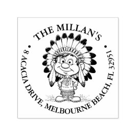 Native Amerikaanse jongen lachende thema Zelfinktende Stempel