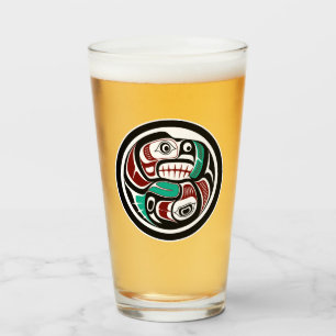 Native Amerikaanse Rode Zwart Wit Haida Otter Zalm Glas