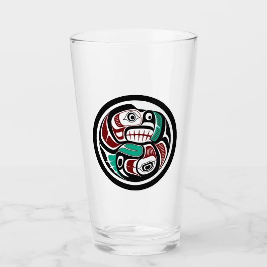 Native Amerikaanse Rode Zwart Wit Haida Otter Zalm Glas (Voorkant)