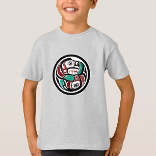 Native Amerikaanse Rode Zwart Wit Haida Otter Zalm T-shirt