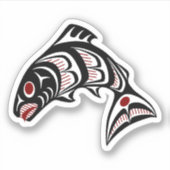 Native Amerikaanse rode zwarte witte haida zalm Sticker (Voorkant)