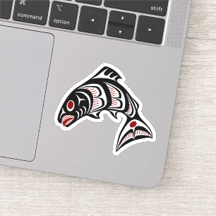 Native Amerikaanse rode zwarte witte haida zalm Sticker