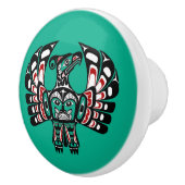 Native Amerikaanse Rood Zwart Wit Haida Thunderbir Keramische Knop (Rechts)