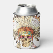 Native Amerikaanse schedel Mode Illustratie Blikjeskoeler (Blikje Voorkant)