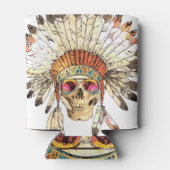 Native Amerikaanse schedel Mode Illustratie Blikjeskoeler (Achterkant)