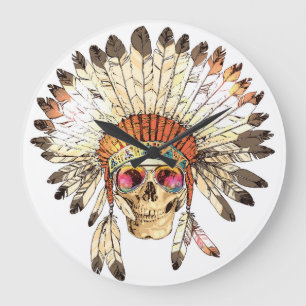 Native Amerikaanse schedel Mode Illustratie Grote Klok
