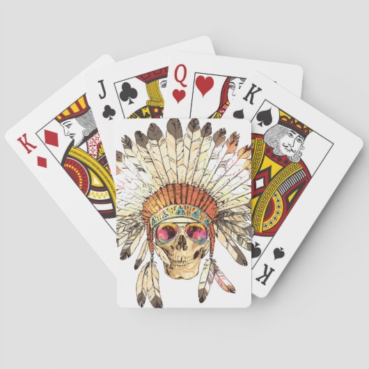 Native Amerikaanse schedel Mode Illustratie Pokerkaarten (Achterkant)