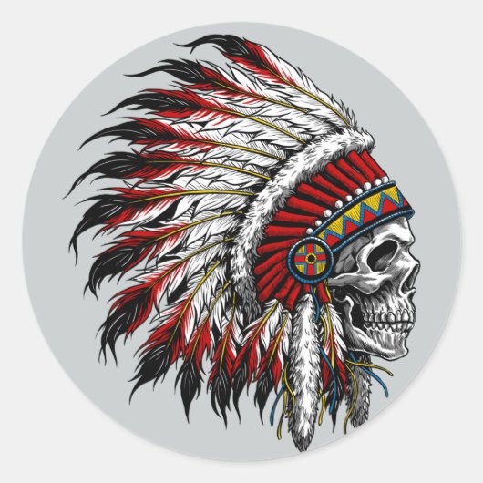 Native Amerikaanse schedel Sticker (Voorkant)