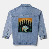 Native Amerikaanse stijl Beer in Bossen Denim jas Denim Jacket (Achterkant)