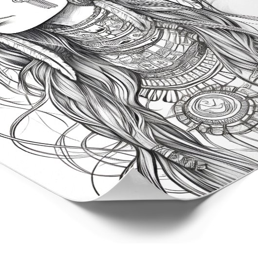 Native Amerikaanse vrouw volwassen kleuren Poster (Hoek)