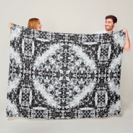 Native Apache Warrior Ceremonial Quilt Pattern Fleece Deken (In situ)